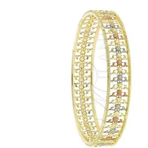 Gold Finish Individual Bangle, Diamond Cutting Finish, Tri Tone